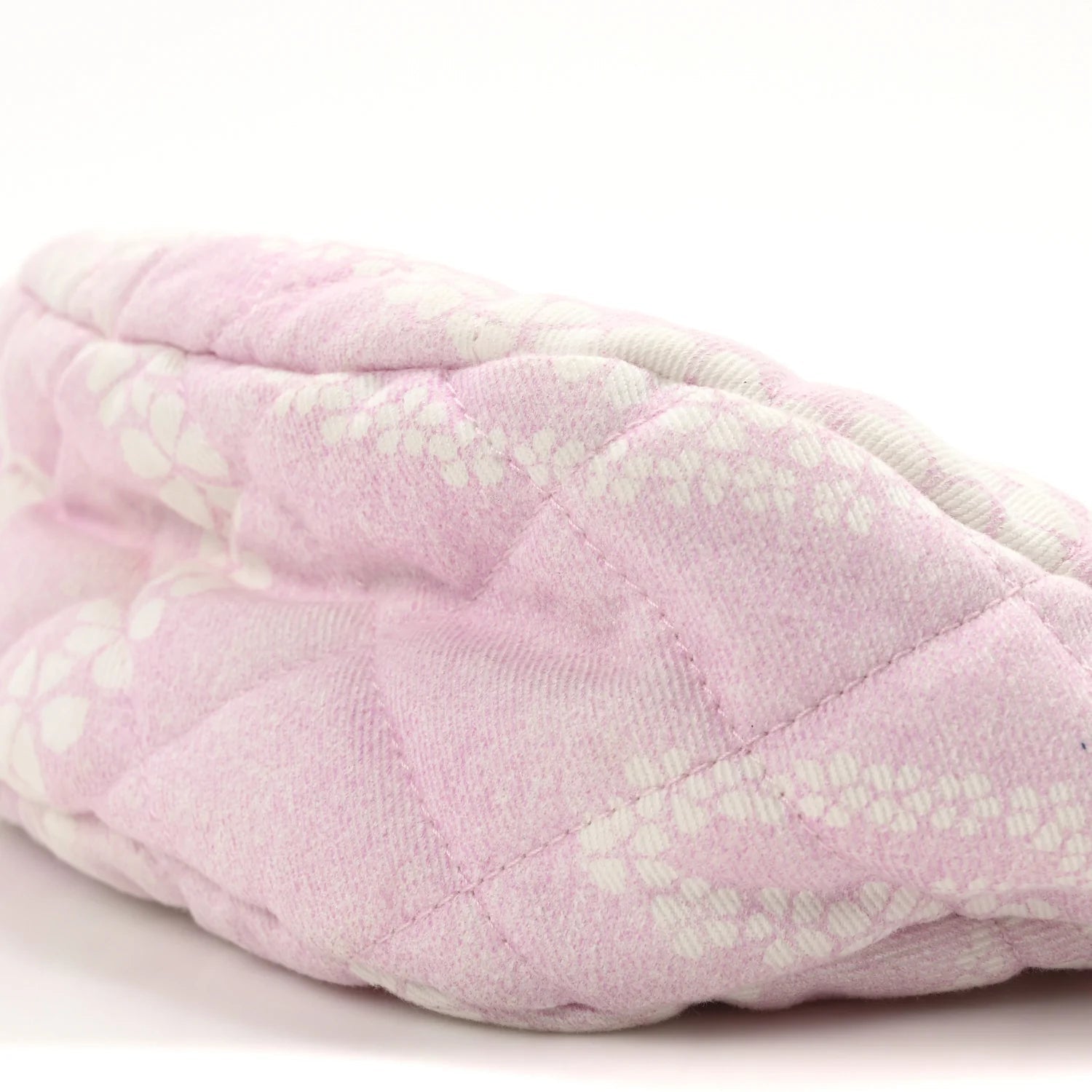 Printed Denim Quilted Large Hobo Bag Light Pink White