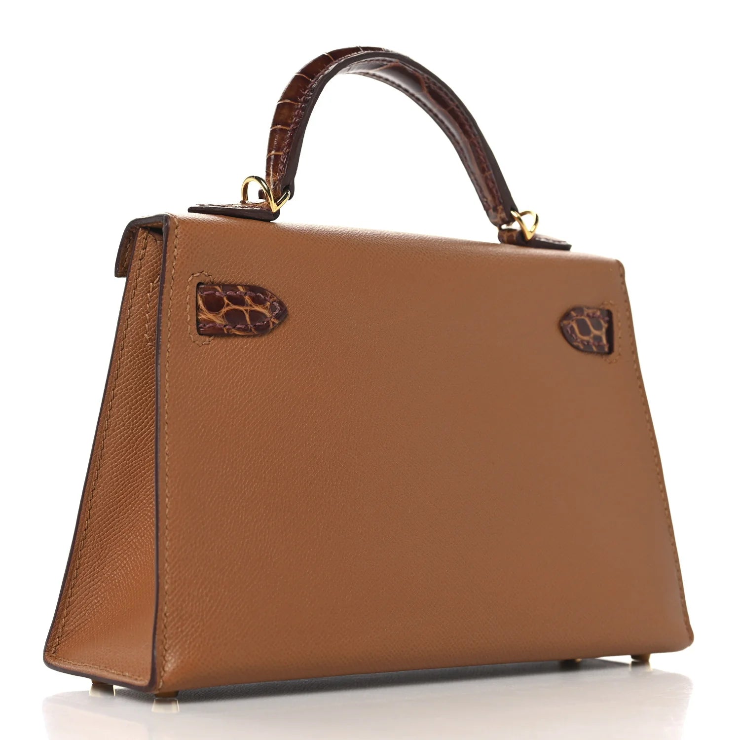 Madame Calfskin Matte Alligator Mini Kelly Sellier Touch 20 Gold Miel