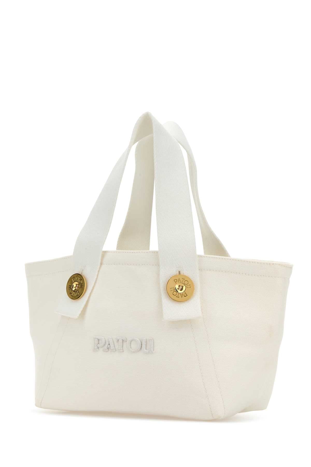 WHITE CANVAS TRAPEZE HANDBAG
