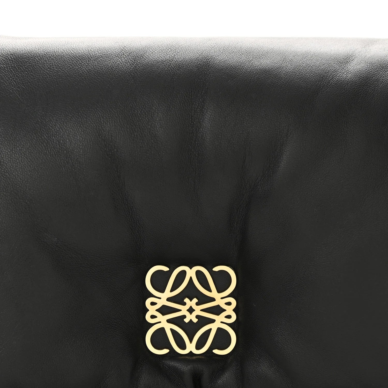 Shiny Nappa Lambskin Mini Goya Puffer Bag Black