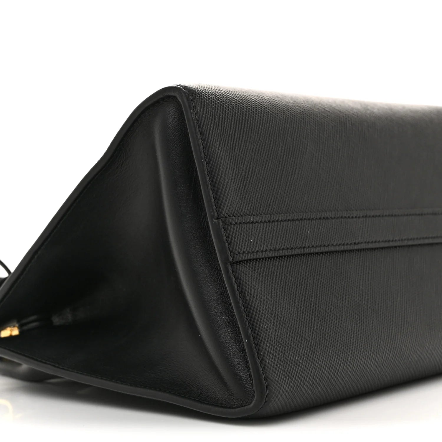 Saffiano Cuir Calfskin Small Monochrome Top Handle Tote Black