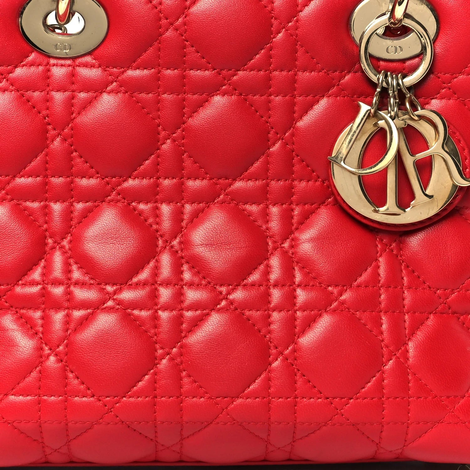 Lambskin Cannage Medium Lady Dior Red