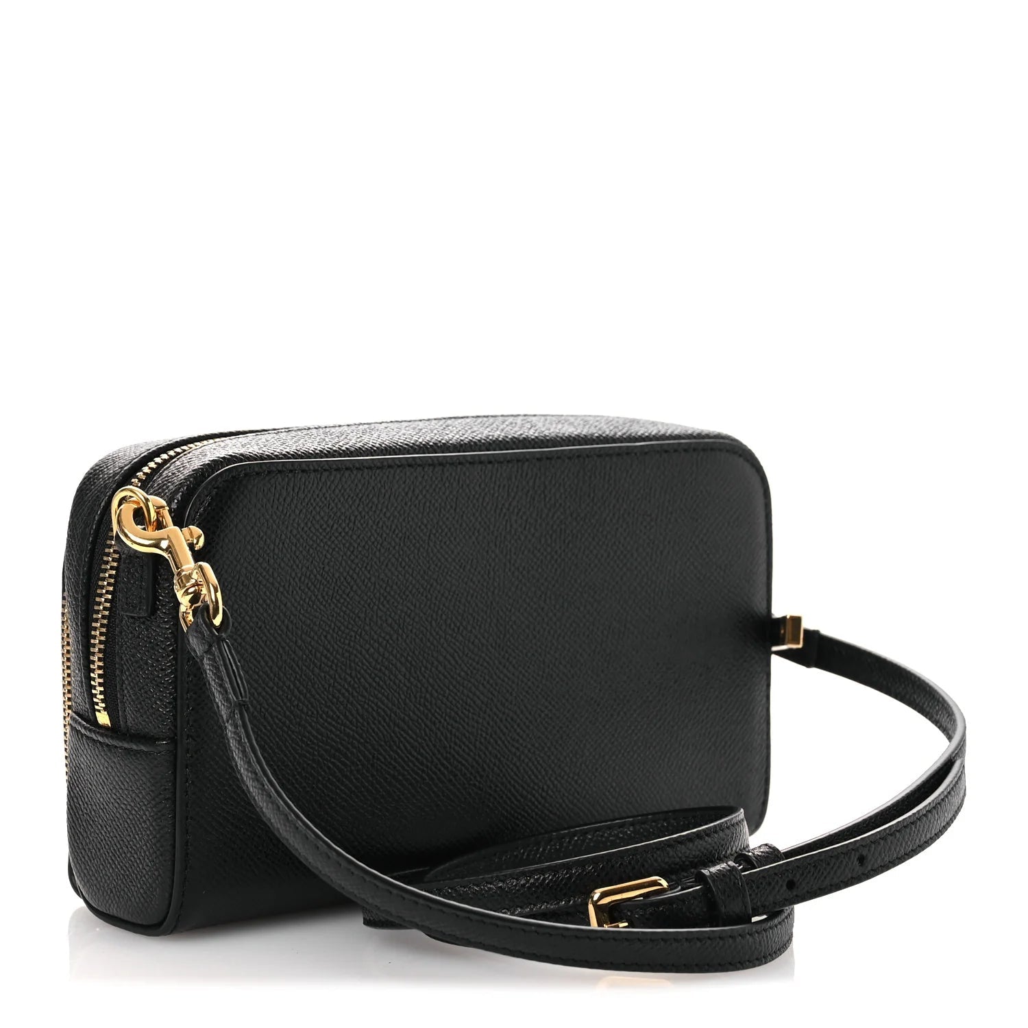 Grained Calfskin Caro Double Pouch Black