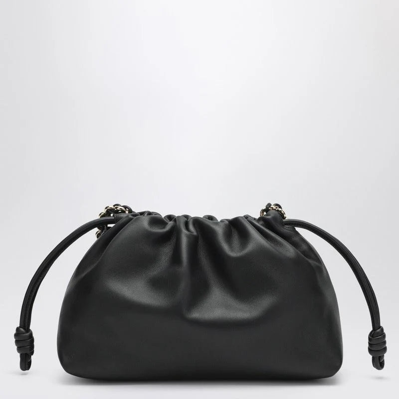 MEDIUM FLAMENCO PURSE BAG in BLACK LEATHER