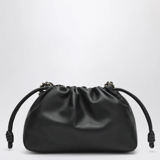 MEDIUM FLAMENCO PURSE BAG in BLACK LEATHER