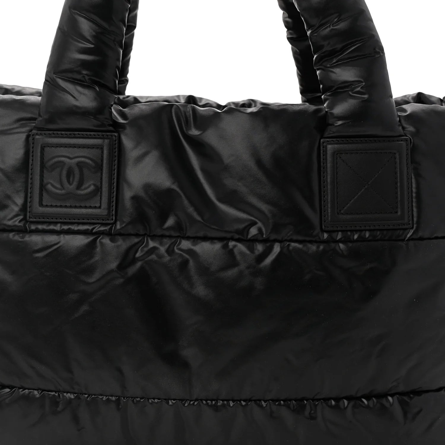 Nylon Quilted Medium Coco Cocoon Reversible Tote Black