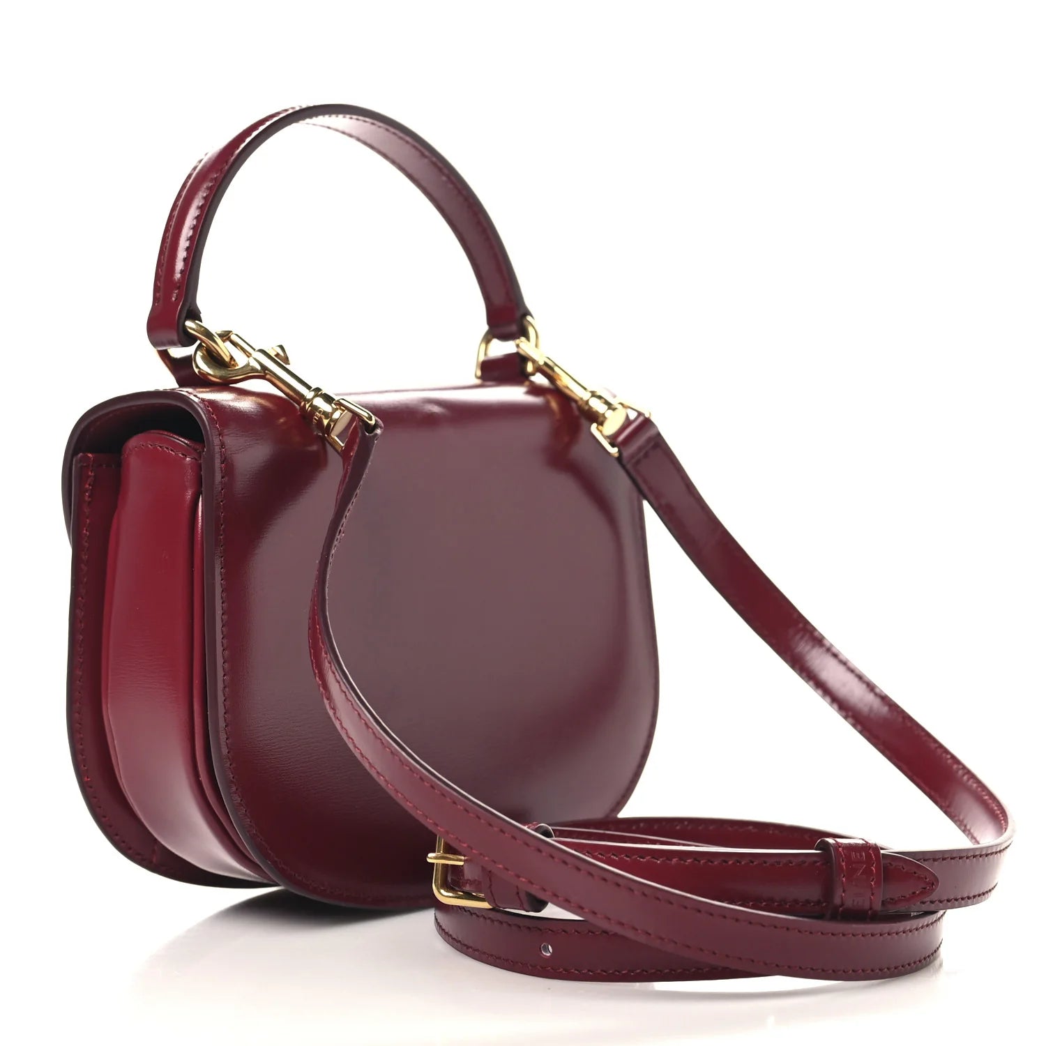 Shiny Calfskin Triomphe Mini Besace Clea Carmin