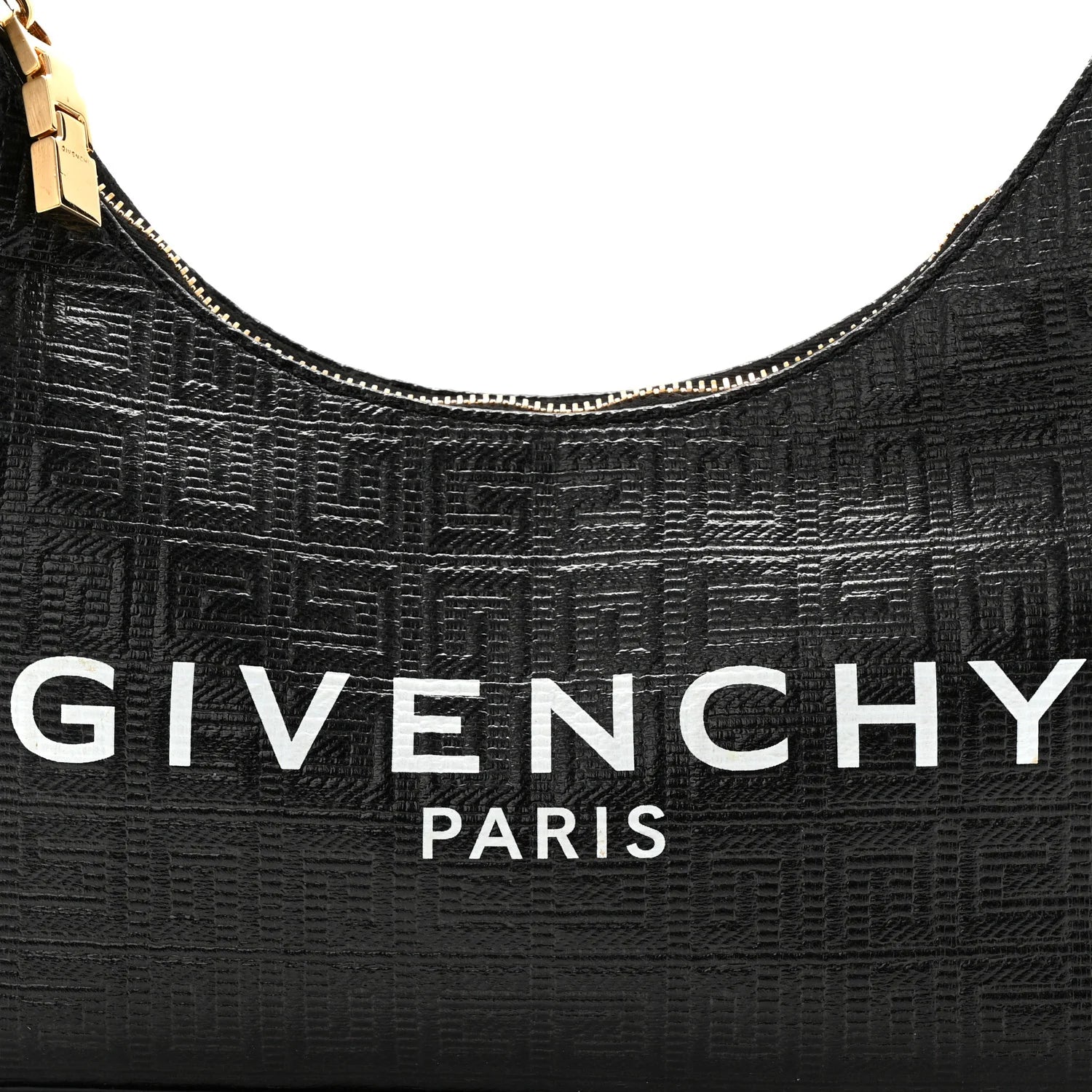 Coated Canvas Logo 4G Embossed Small Moon Cut Out Shoulder Bag Black