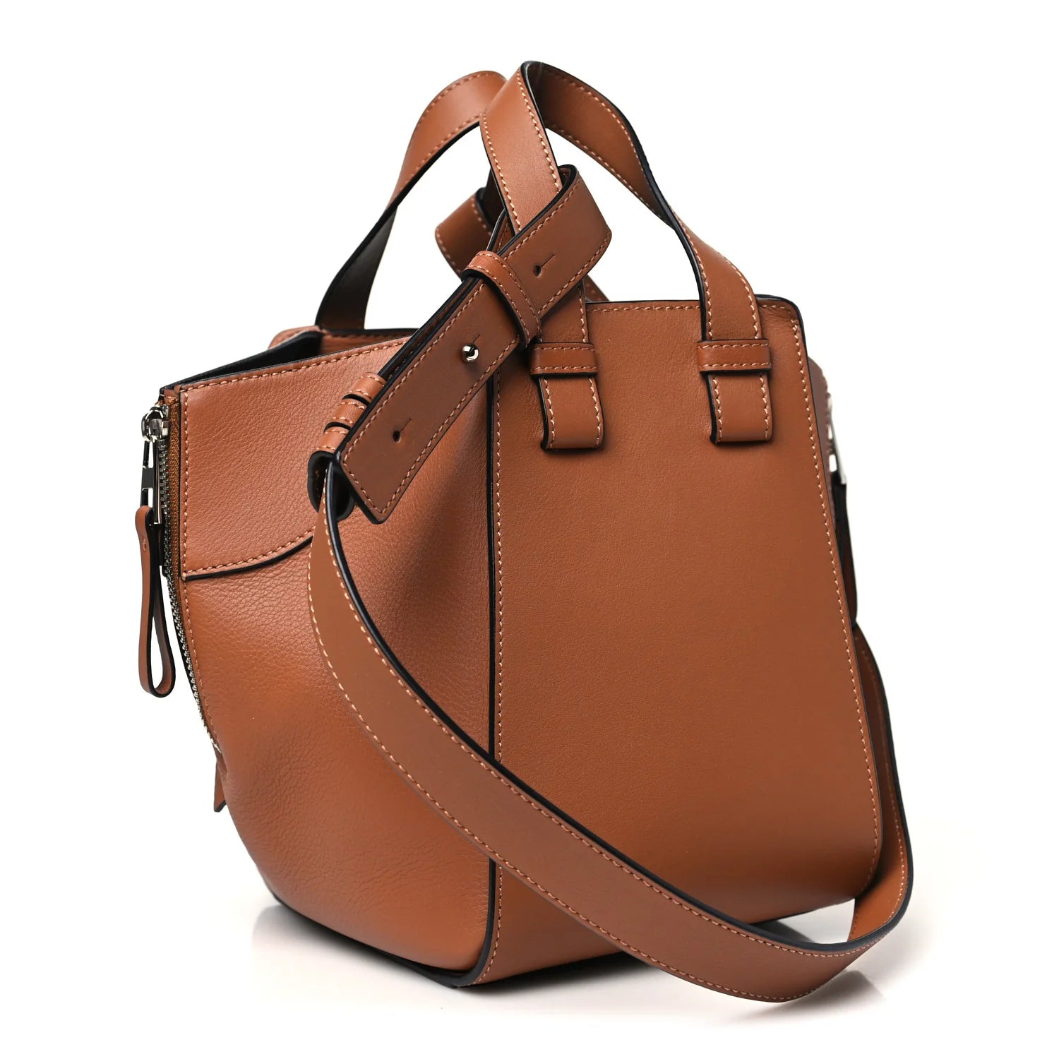 Soft Grained Calfskin Compact Hammock Shoulder Bag Toffee