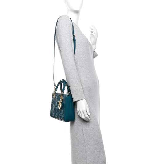 Patent Cannage Small Lady Dior Turquoise