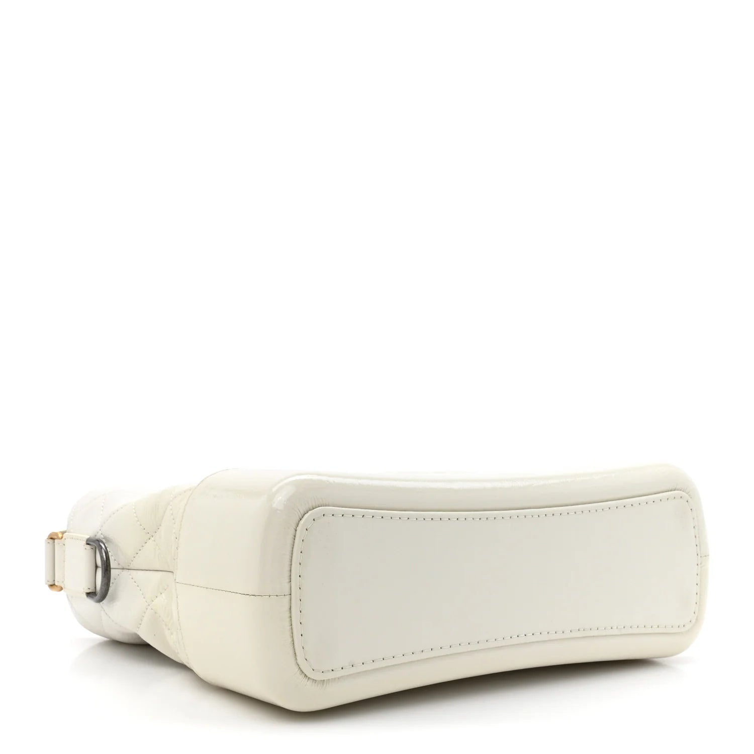Patent Goatskin Quilted Medium Gabrielle Hobo White