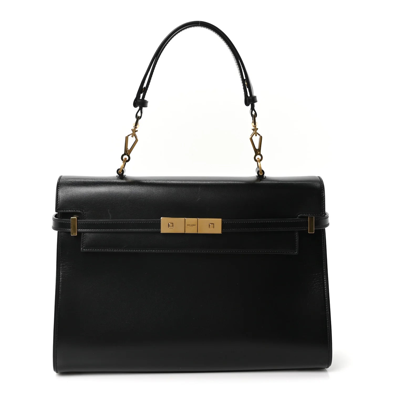 Smooth Calfskin Manhattan Top Handle Black
