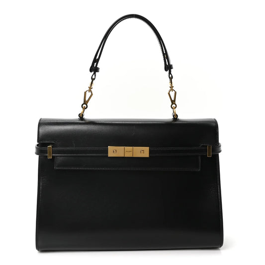 Smooth Calfskin Manhattan Top Handle Black