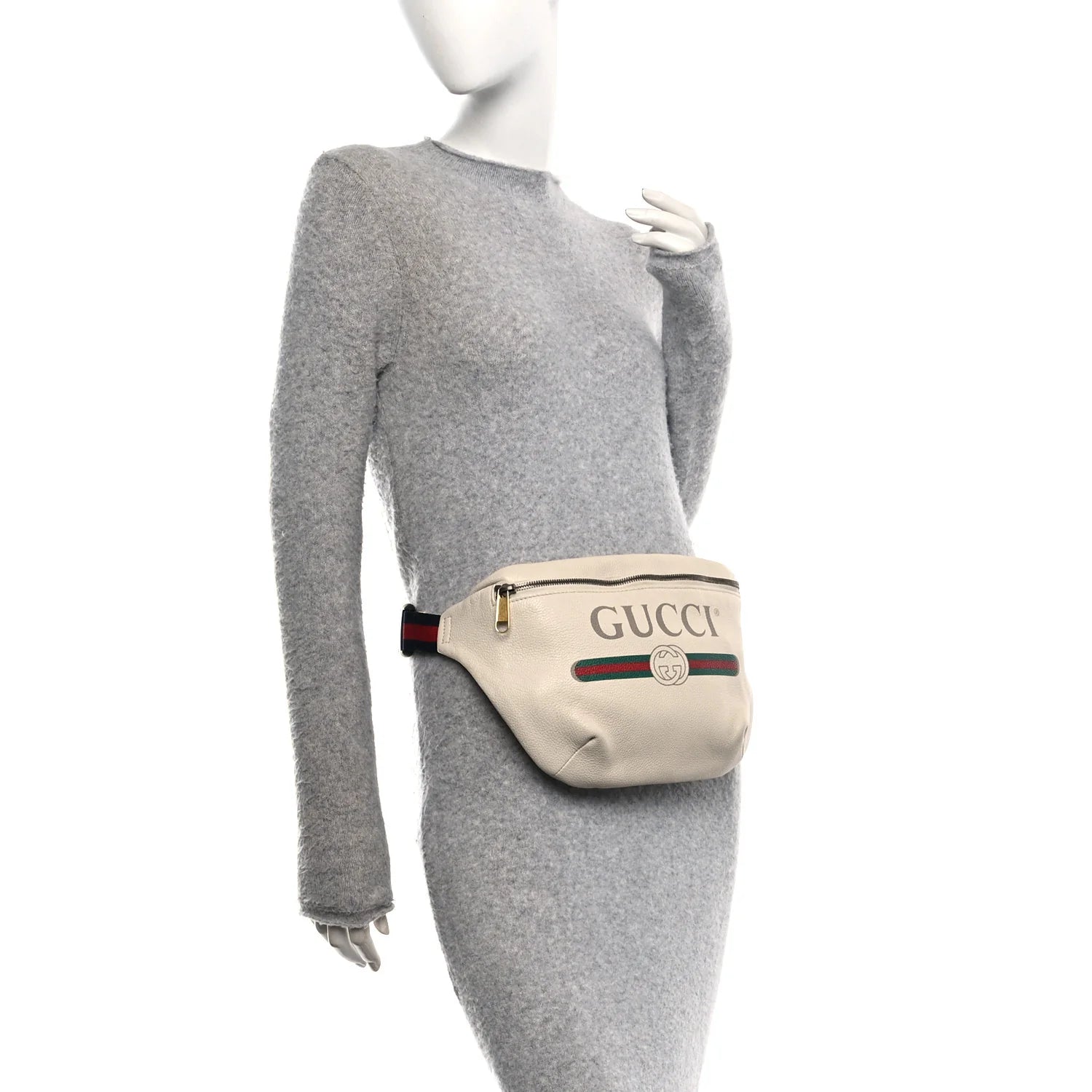 Grained Calfskin Logo Belt Bag White