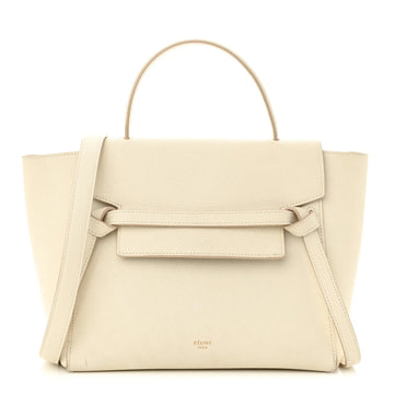 Grained Calfskin Micro Belt Bag White