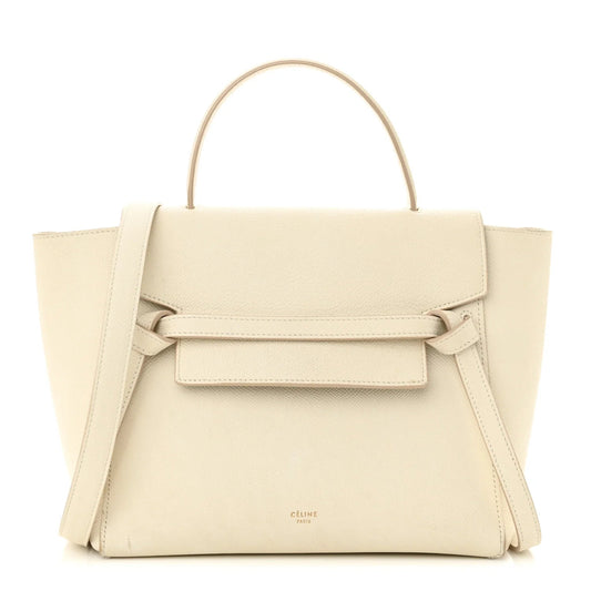 Grained Calfskin Micro Belt Bag White