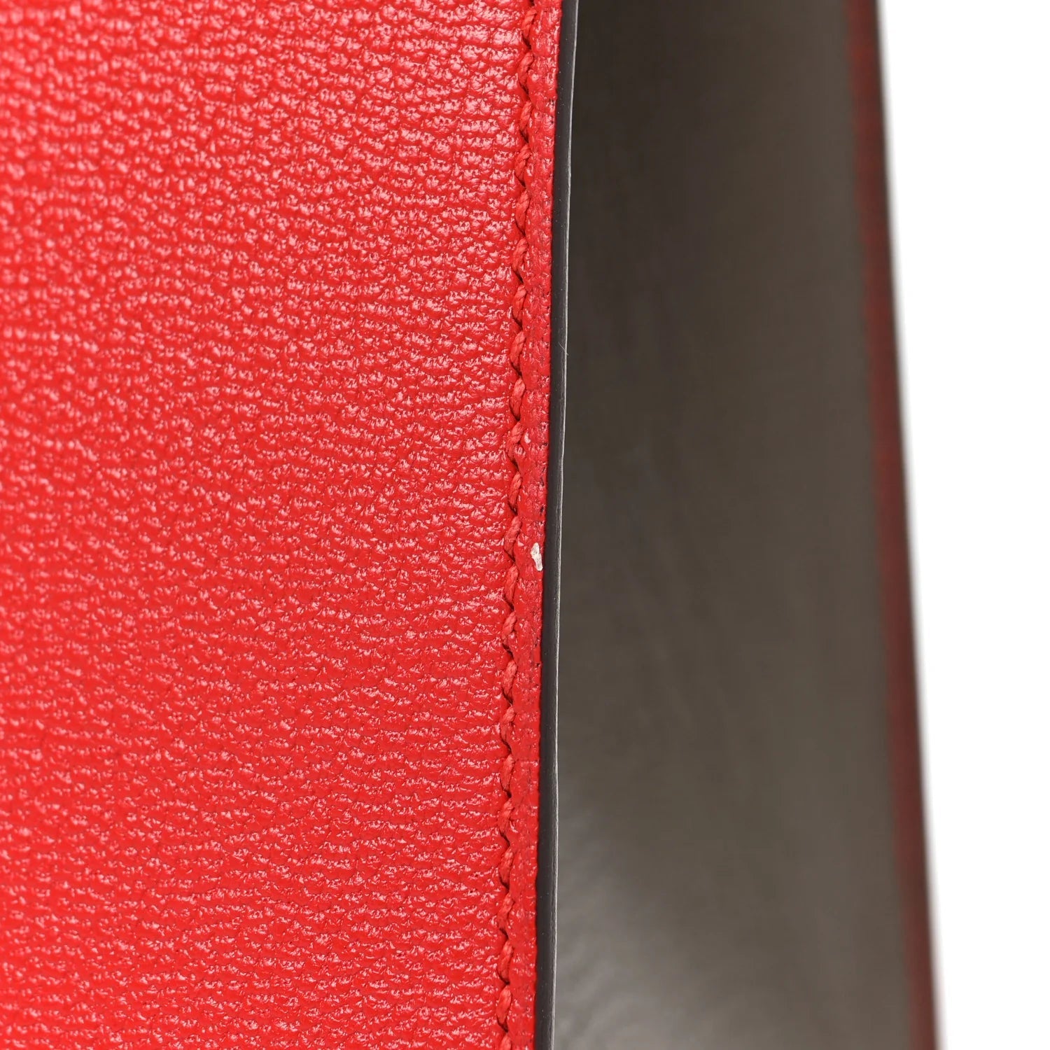 Chevre Chandra Bi-Color Horseshoe Kelly Sellier 25 Rouge De Coeur Etoupe