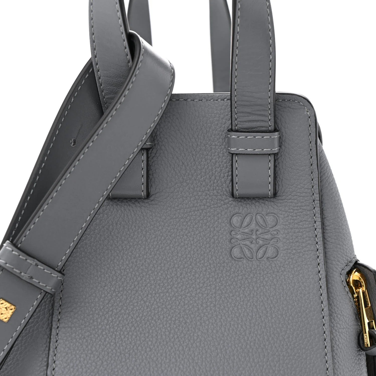 Grained Calfskin Small Hammock Shoulder Bag Asphalt