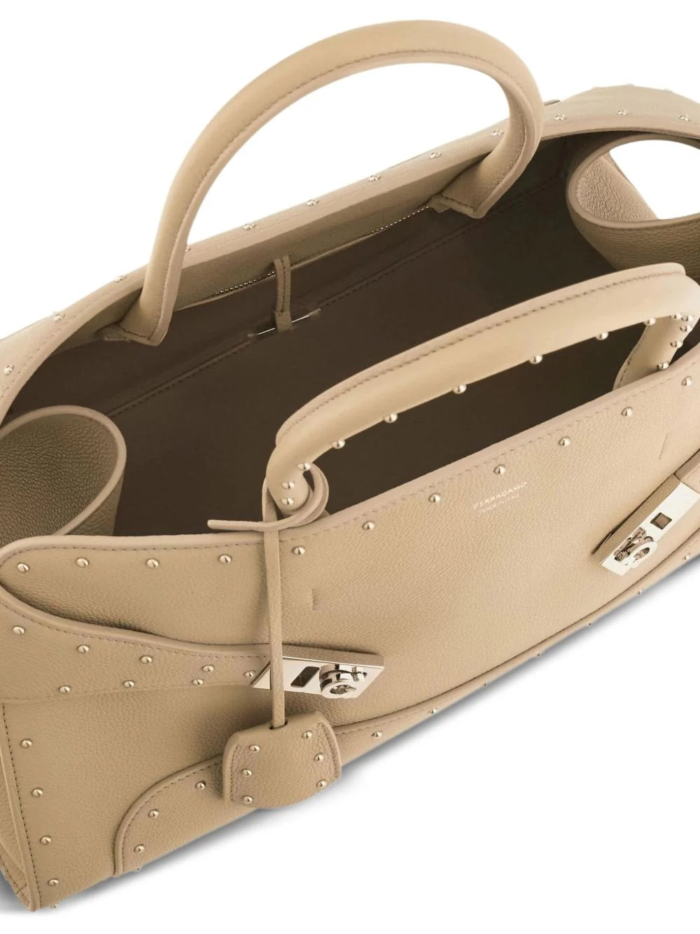 LEATHER STUDDED HANDBAG