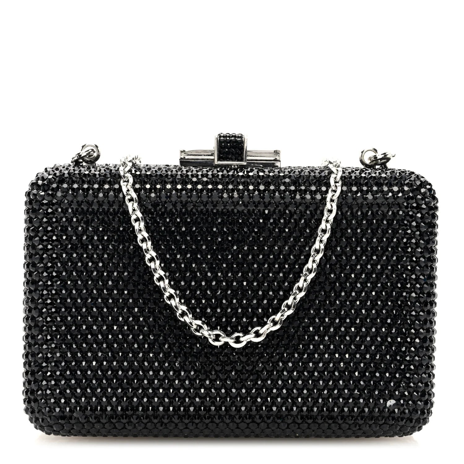 Swarovski Crystal Minaudiere Clutch Black
