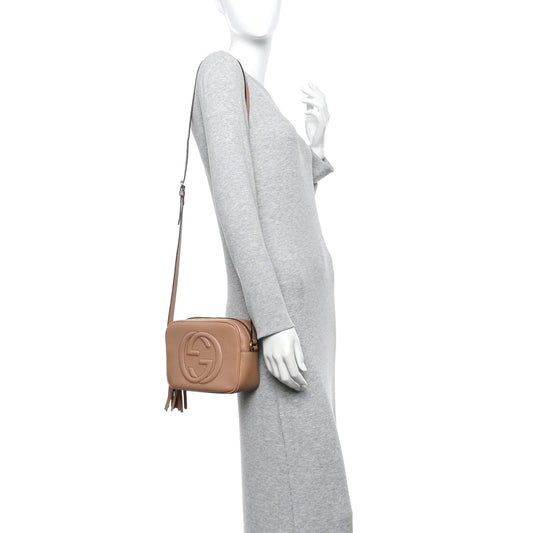 Pebbled Calfskin Small Soho Disco Bag Rose Beige