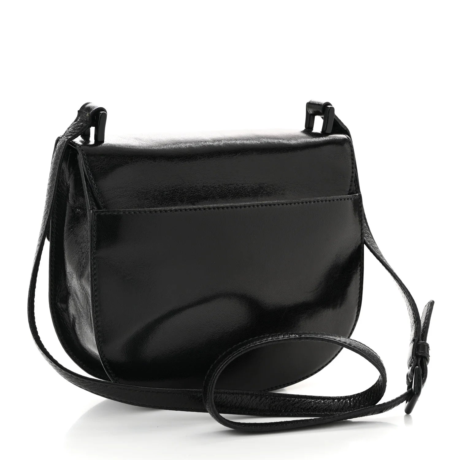 Spazzolato Fliplock Flap Shoulder Bag Black