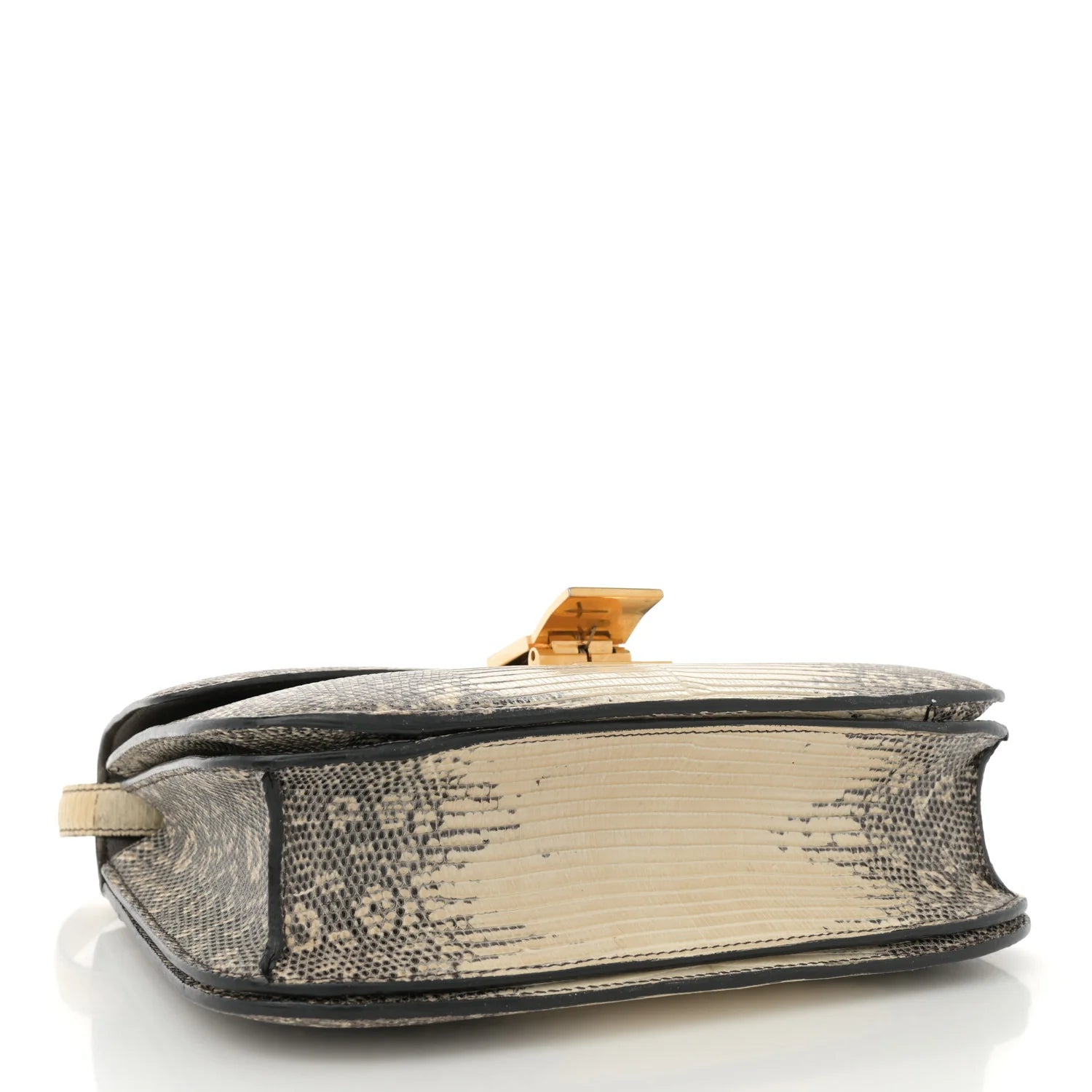 Lizard Medium Classic Box Flap Bag Natural