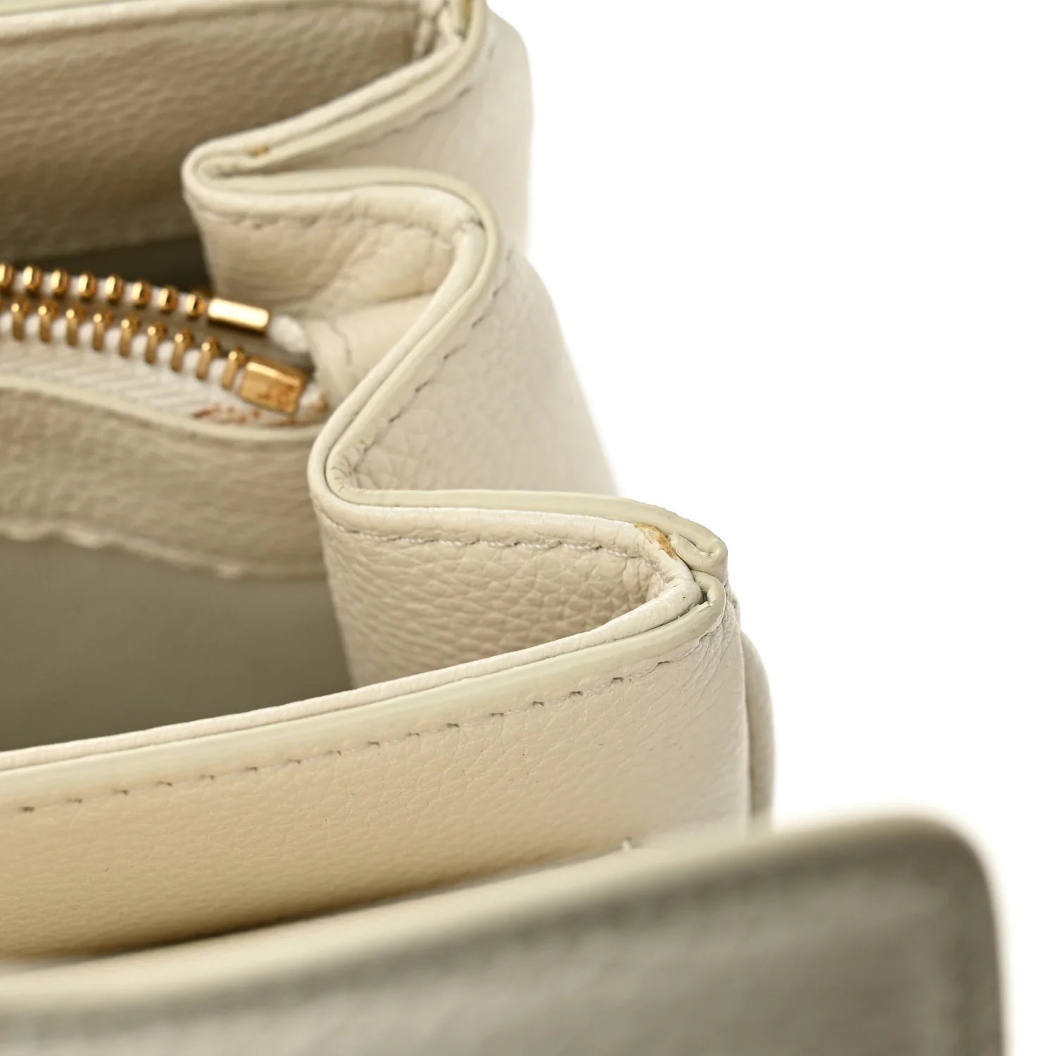 Grained Calfskin Small 16 Top Handle Bag White