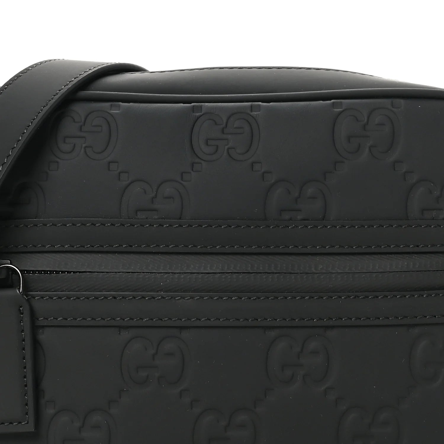 Rubber Effect Calfskin GG Mini Crossbody Bag Black