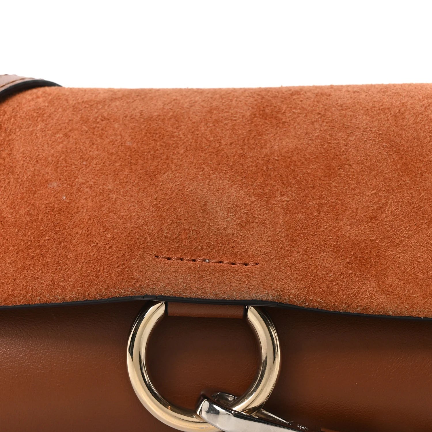 Suede Calfskin Faye Wallet on Strap Tan
