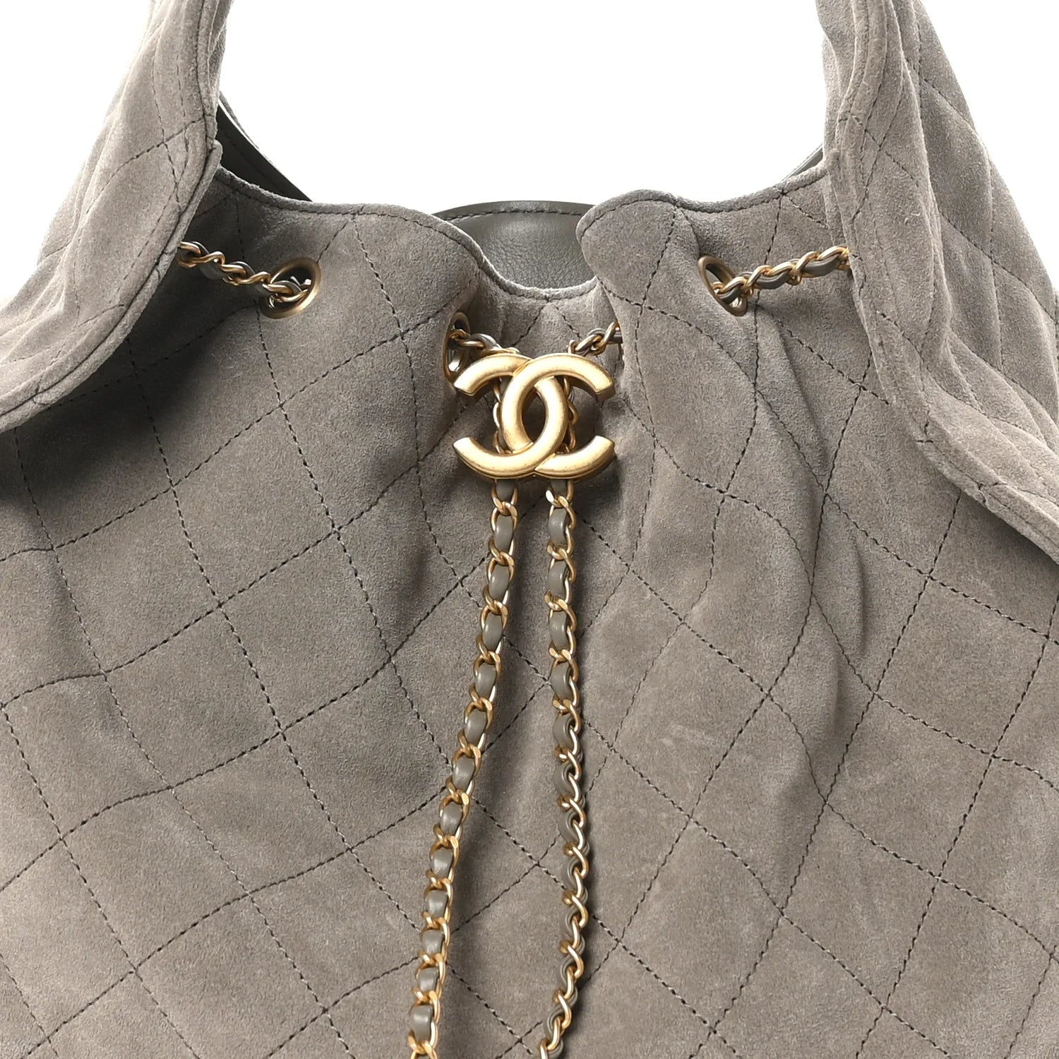 Suede Quilted Medium  25 Handbag Dark Grey