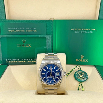 Sky-Dweller, Stainless Steel and 18K White Gold, 42Mm, Blue, Oyster, Ref# 326934-0003