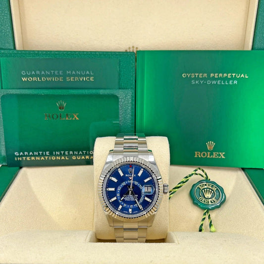 Sky-Dweller, Stainless Steel and 18K White Gold, 42Mm, Blue, Oyster, Ref# 326934-0003