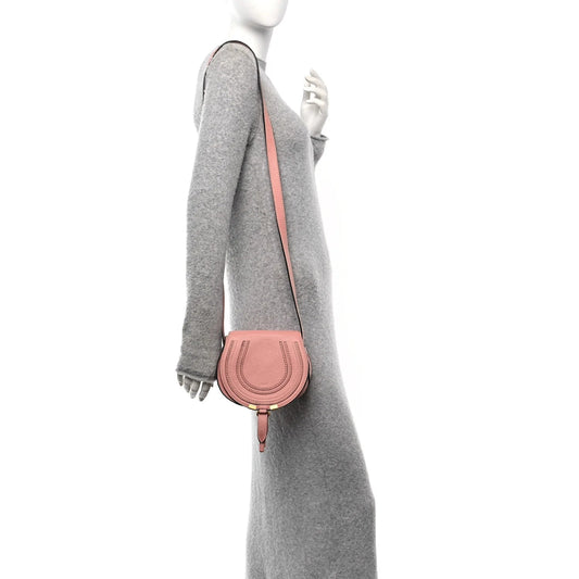 Grained Calfskin Small Marcie Saddle Bag Pink