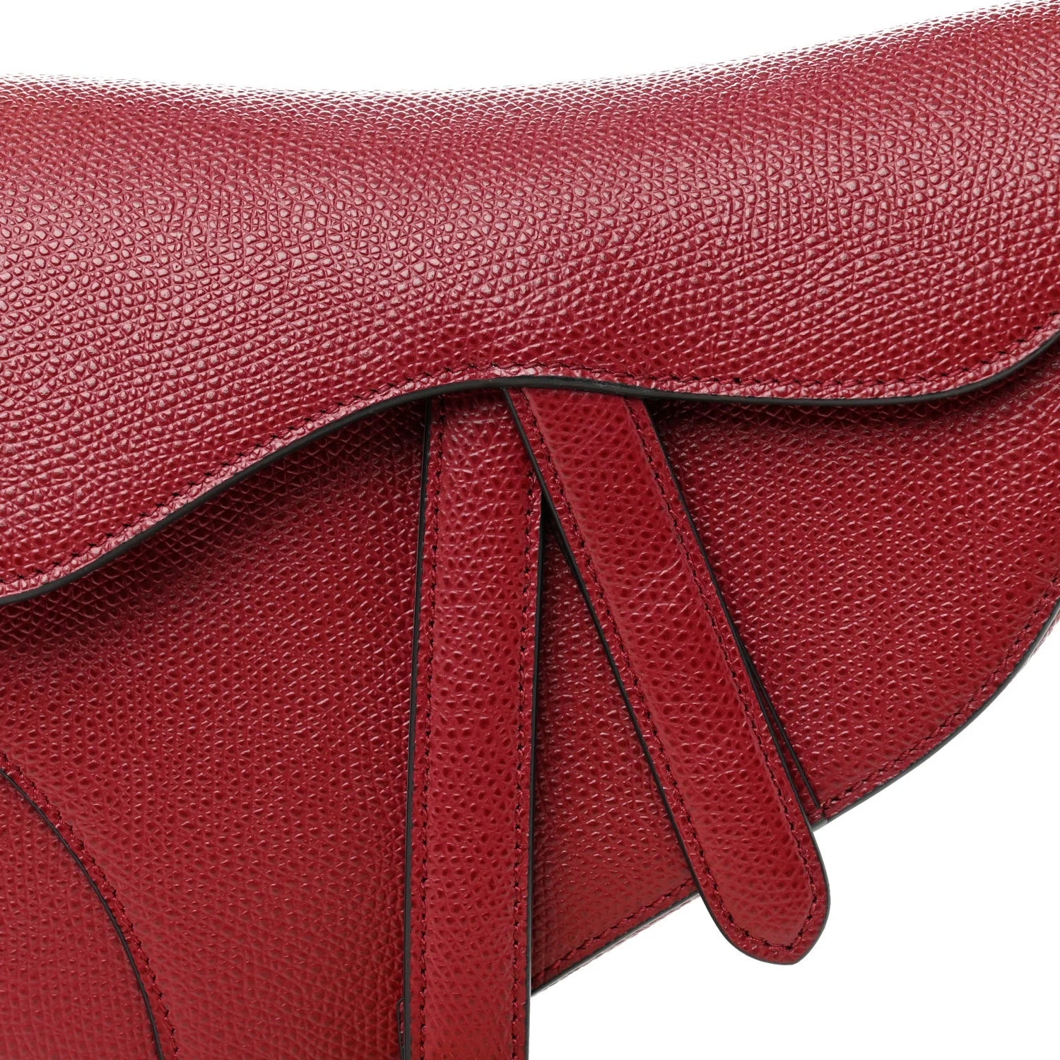Grained Calfskin Mini Saddle Bag Red