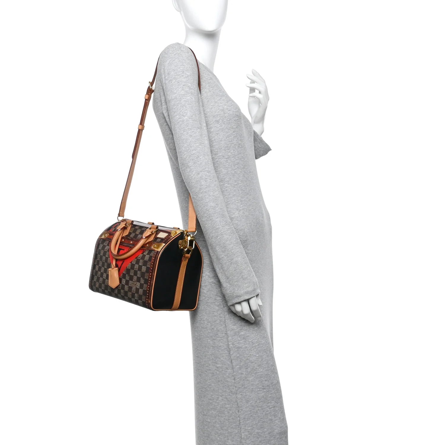 Transformed Damier Ebene Time Trunk Speedy Bandouliere 25 Black