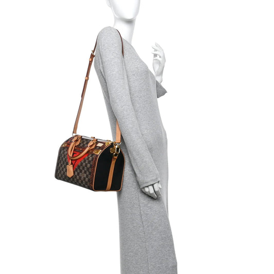 Transformed Damier Ebene Time Trunk Speedy Bandouliere 25 Black