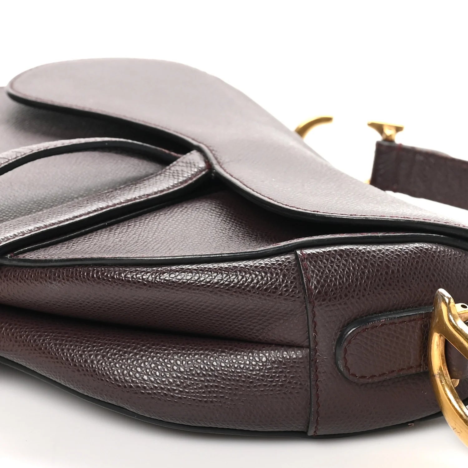 Grained Calfskin Saddle Bag Burgundy