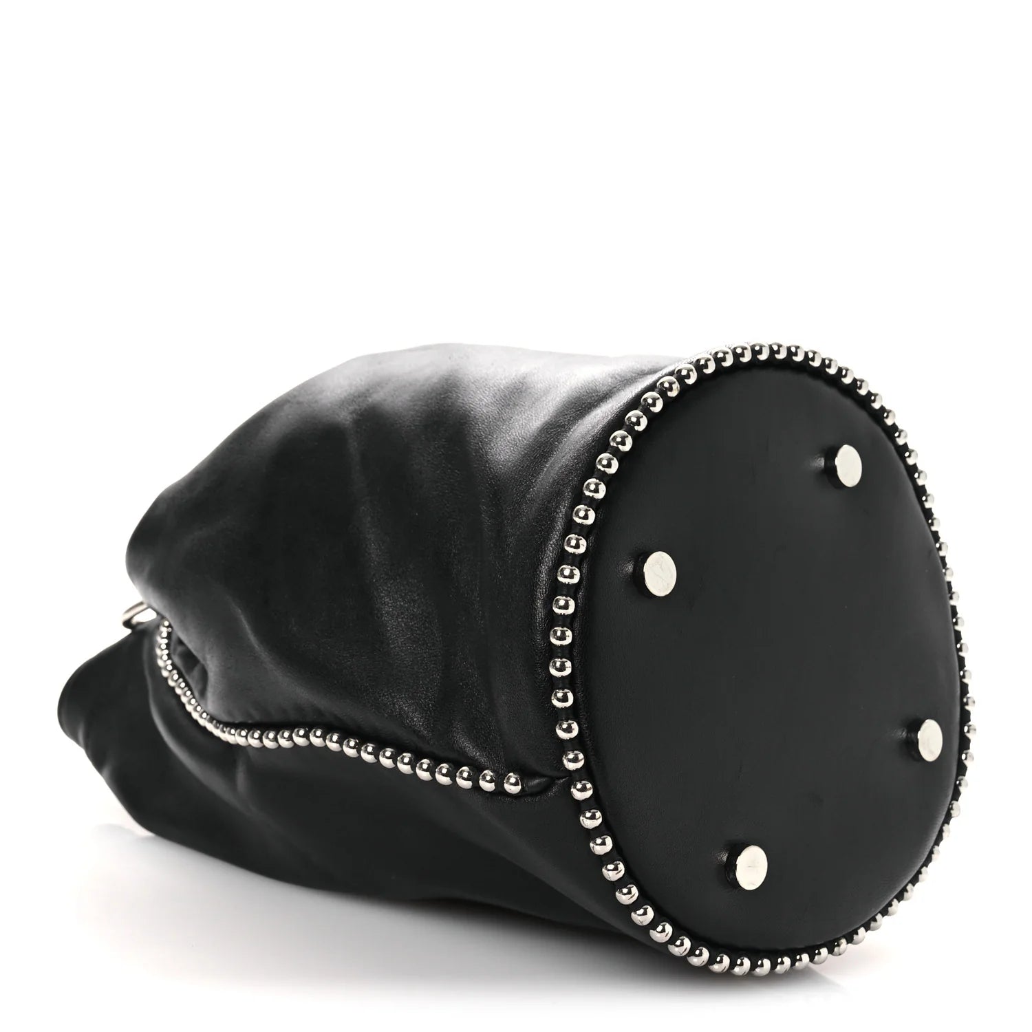 Lambskin Attica Chain Dry Sack Bucket Bag Black