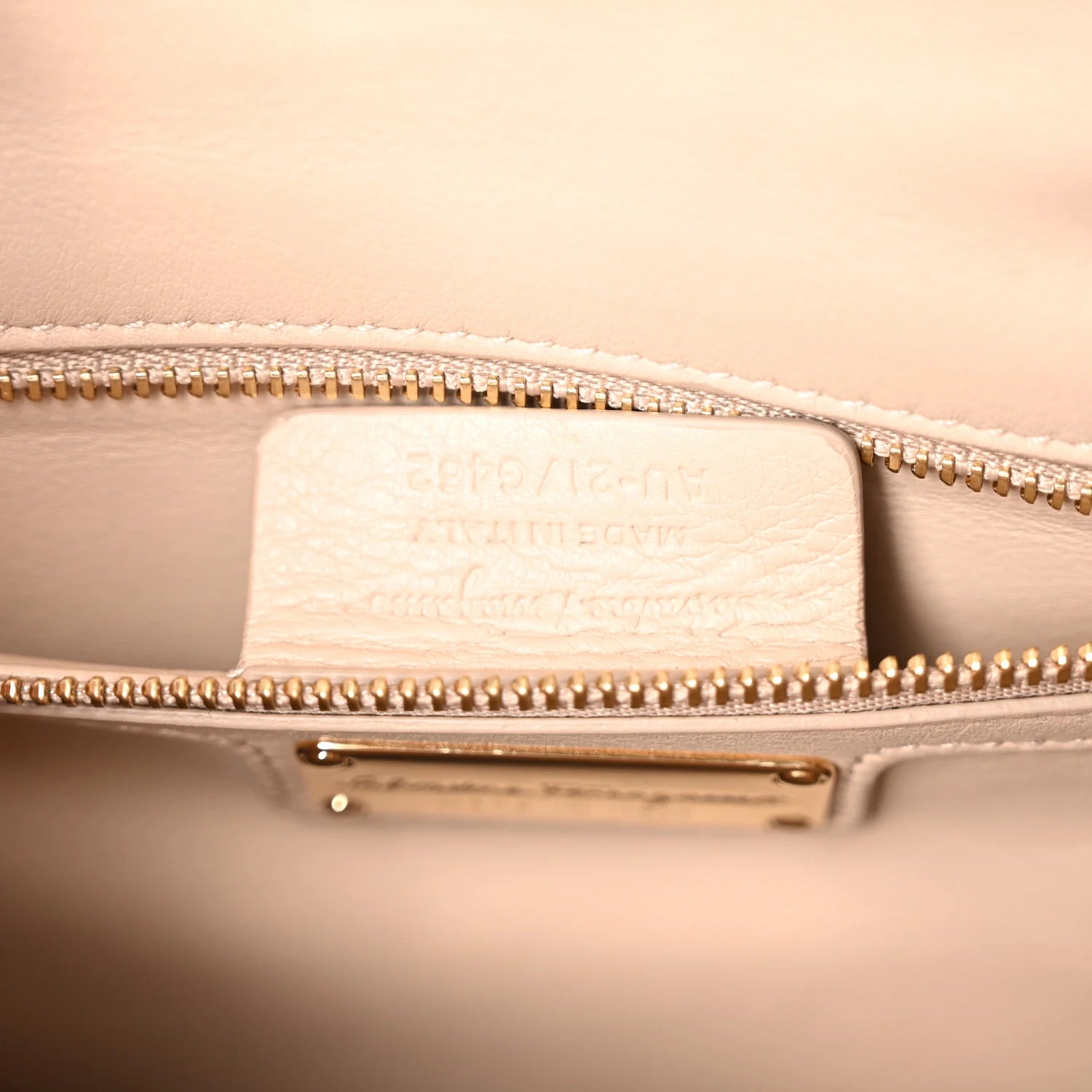 Printed Calfskin Ginny Shoulder Bag Beige