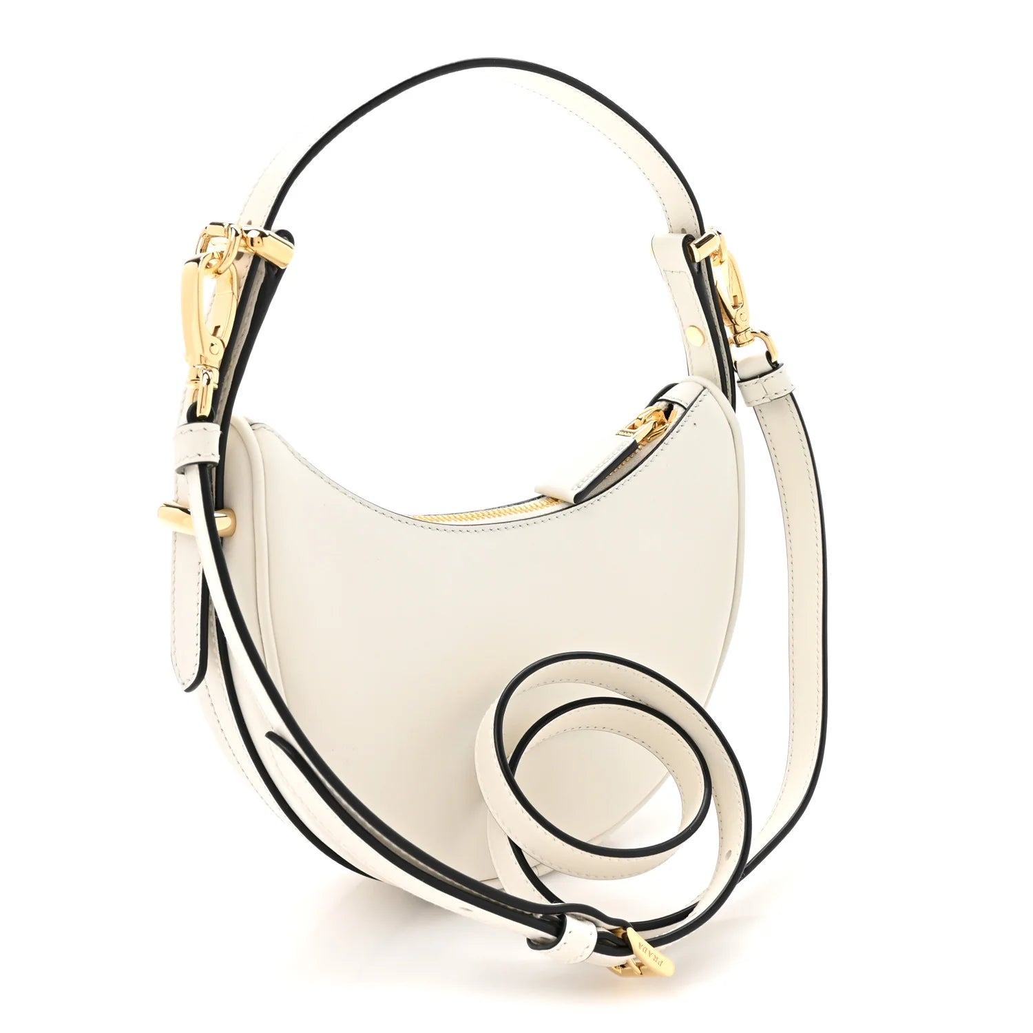 Soft Calfskin Small Arque Shoulder Bag White