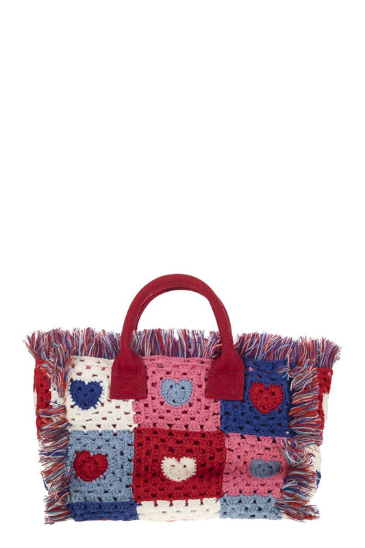 COLETTE CROCHET - HANDBAG with CROCHET FLOWER PATCH