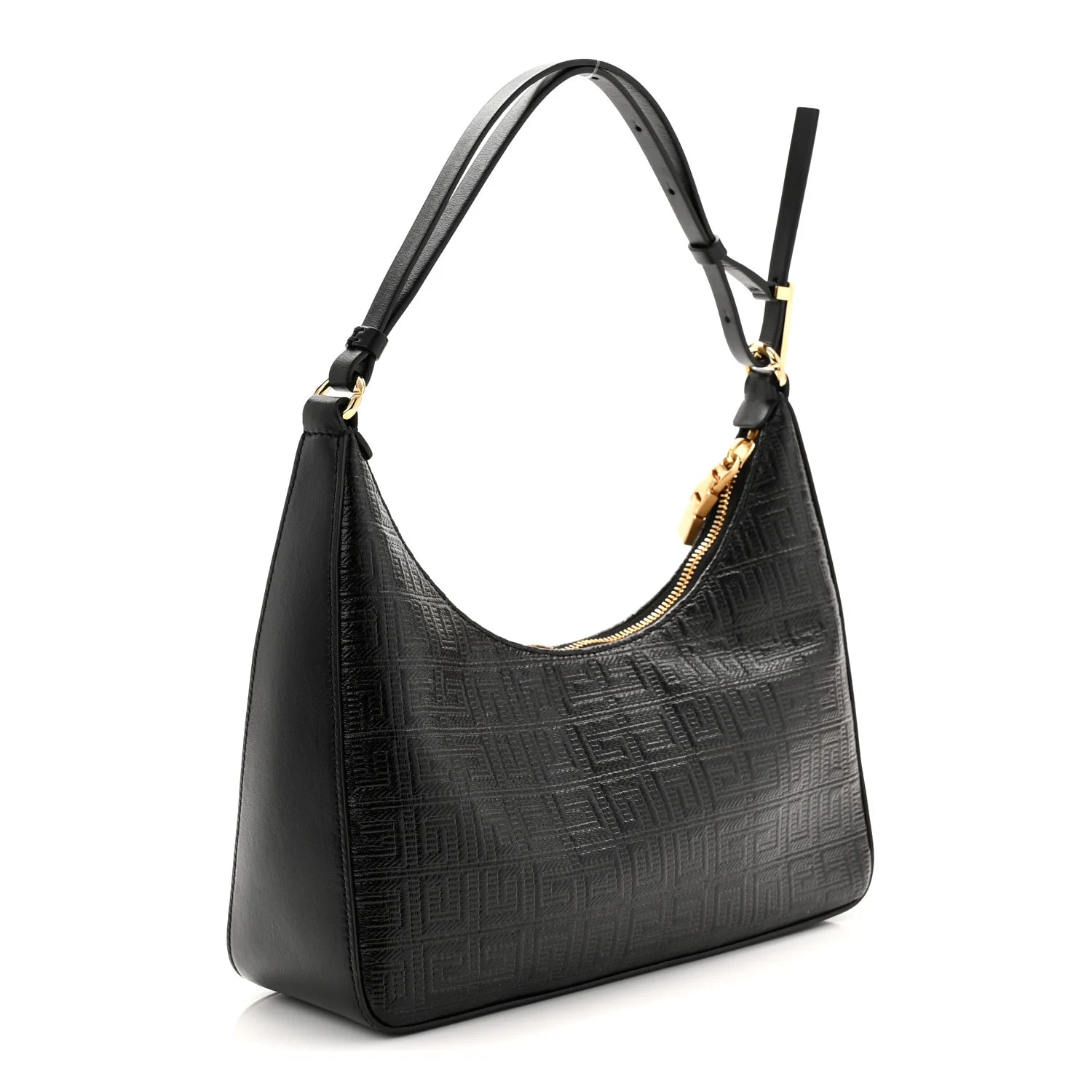 Coated Canvas Logo 4G Embossed Small Moon Cut Out Shoulder Bag Black