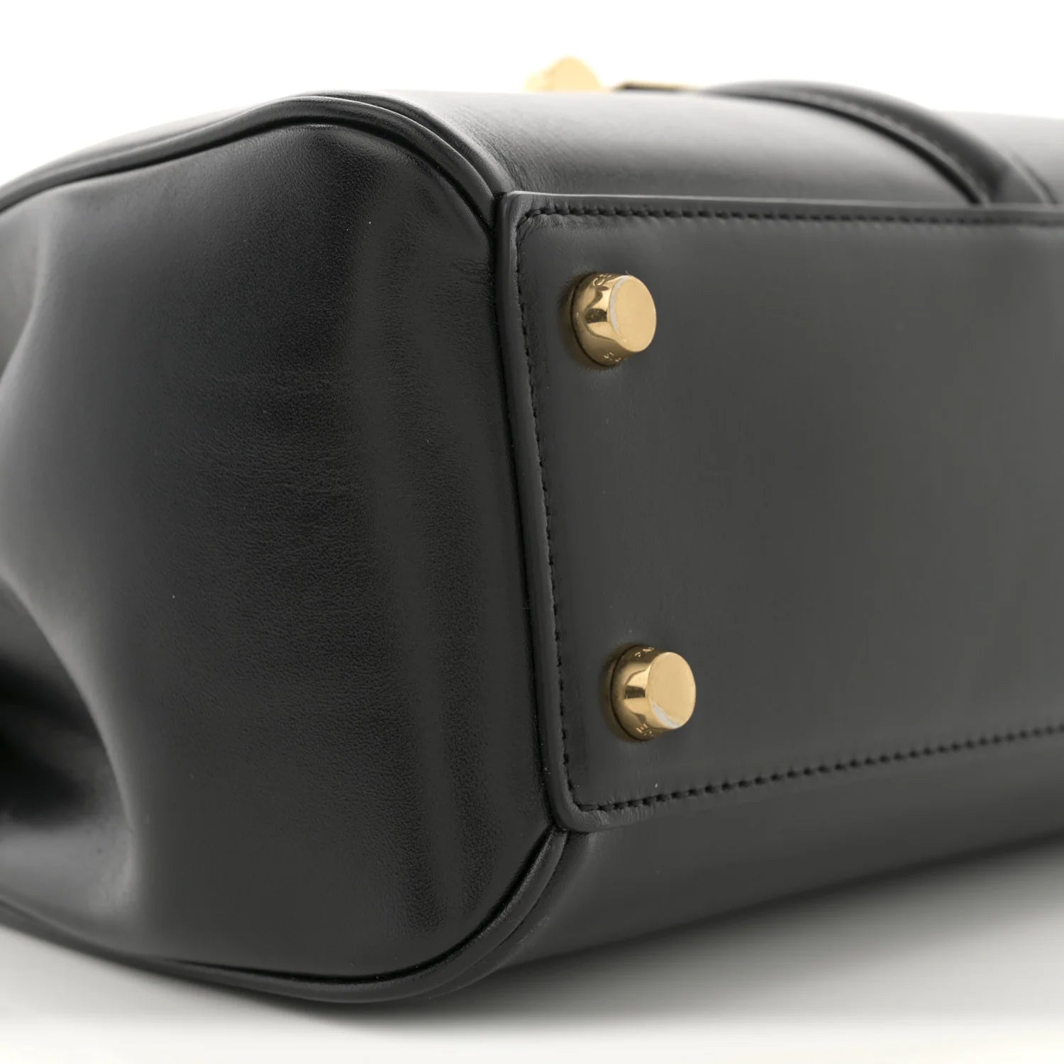 Satinated Calfskin Small 16 Top Handle Bag Black