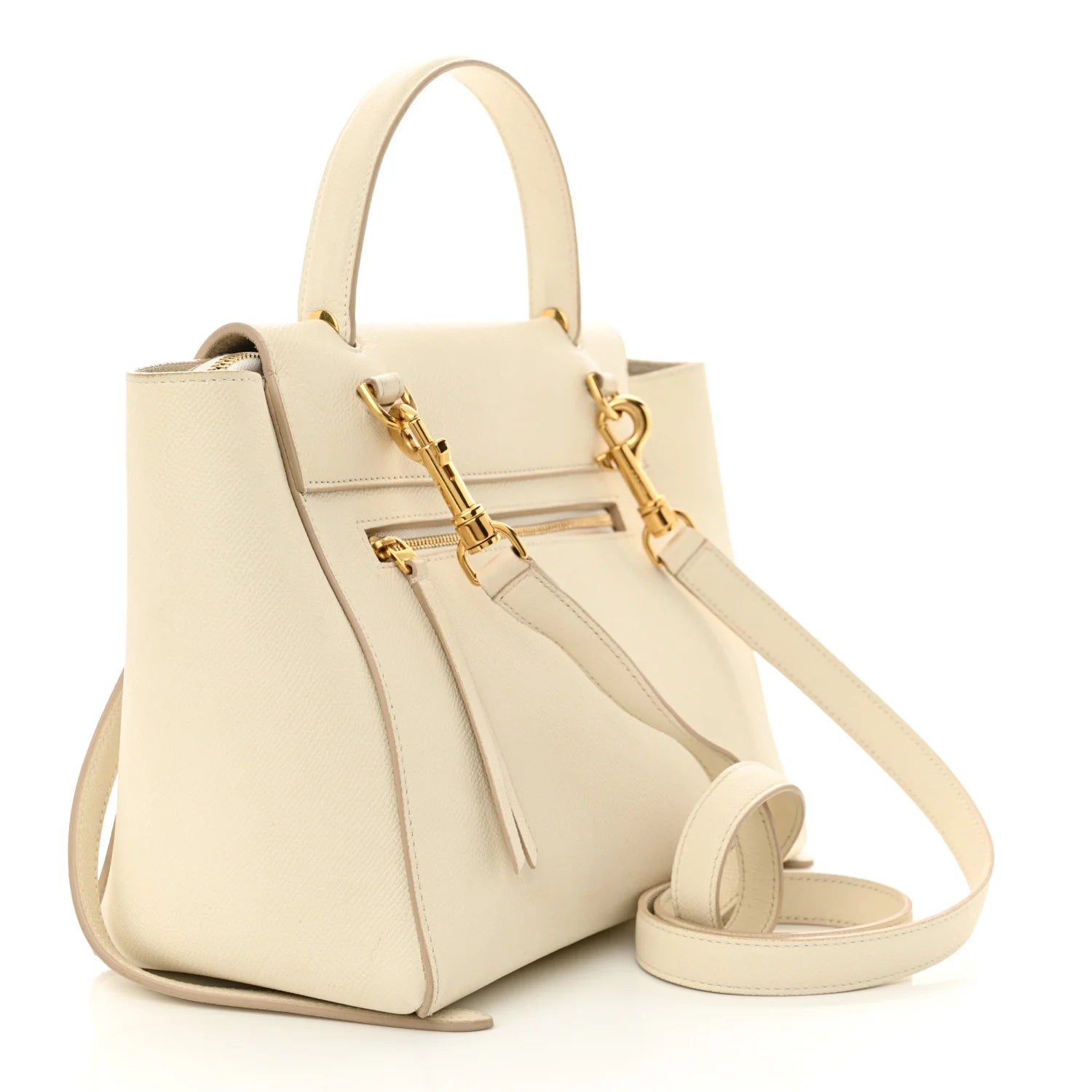 Grained Calfskin Micro Belt Bag White