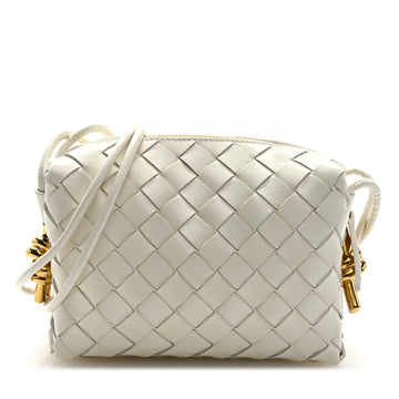 Polished Nappa Intrecciato Metal Knots Mini Loop Camera Bag Bone