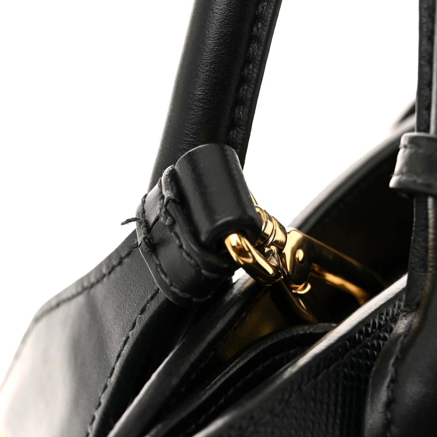 Saffiano Cuir Calfskin Small Monochrome Top Handle Tote Black