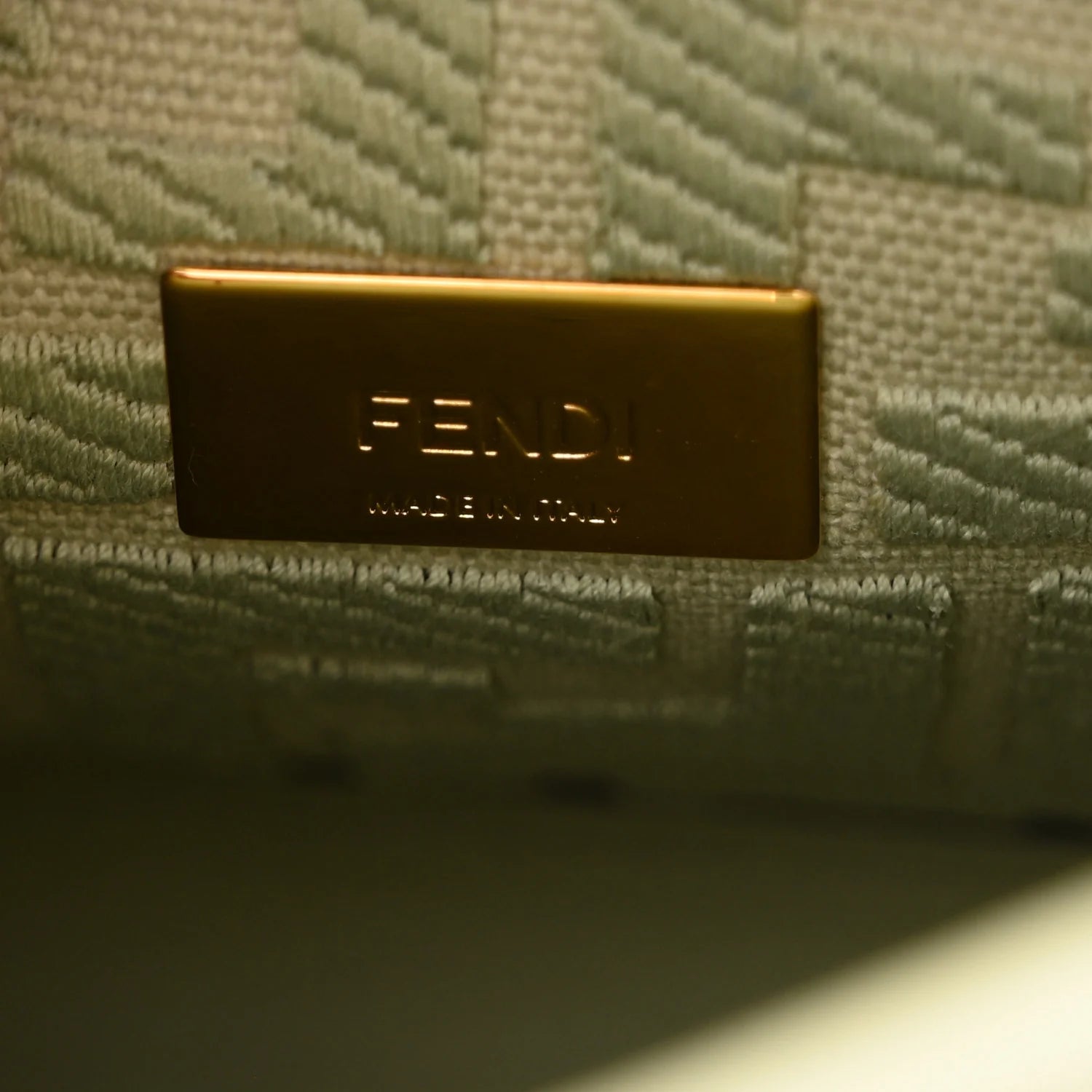 Vitello Seta Canvas FF Embroidered Mini Peekaboo Iconic Satchel Green Tea