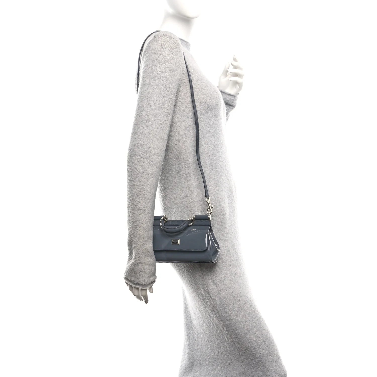 Patent Small Miss Sicily Satchel Grey