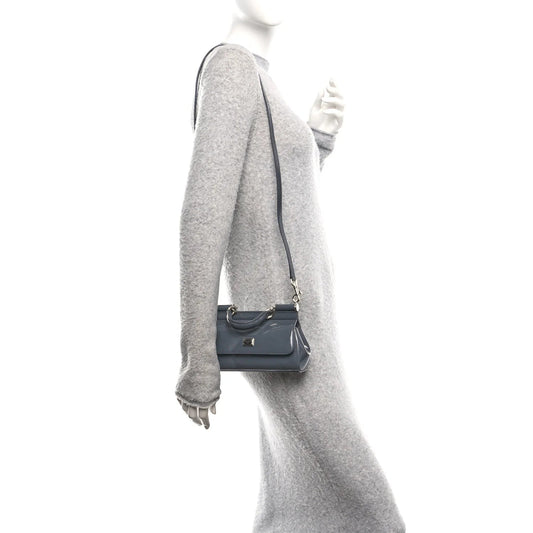 Patent Small Miss Sicily Satchel Grey